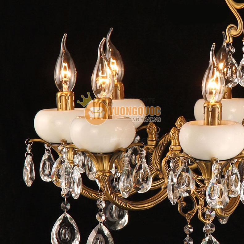 Đèn chùm đồng chao đá trắng ATL8659-16